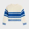 Best striped crew neck sweater in chunky mohair and wool Women Knitwear
