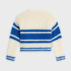 Best striped crew neck sweater in chunky mohair and wool Women Knitwear
