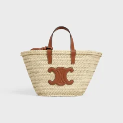 Outlet TEEN CLASSIC PANIER in Palm leaves and Calfskin Women More Lines·Classic Panier | Categories·Top-Handle Bags