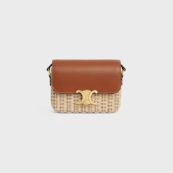 Online TEEN TRIOMPHE BAG in WICKER AND NATURAL CALFSKIN Women Triomphe | Categories·Cross-Body Bags
