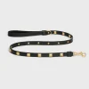 Discount Thin Dog Leash in smooth Calfskin with pyramid studs Dog Accessories