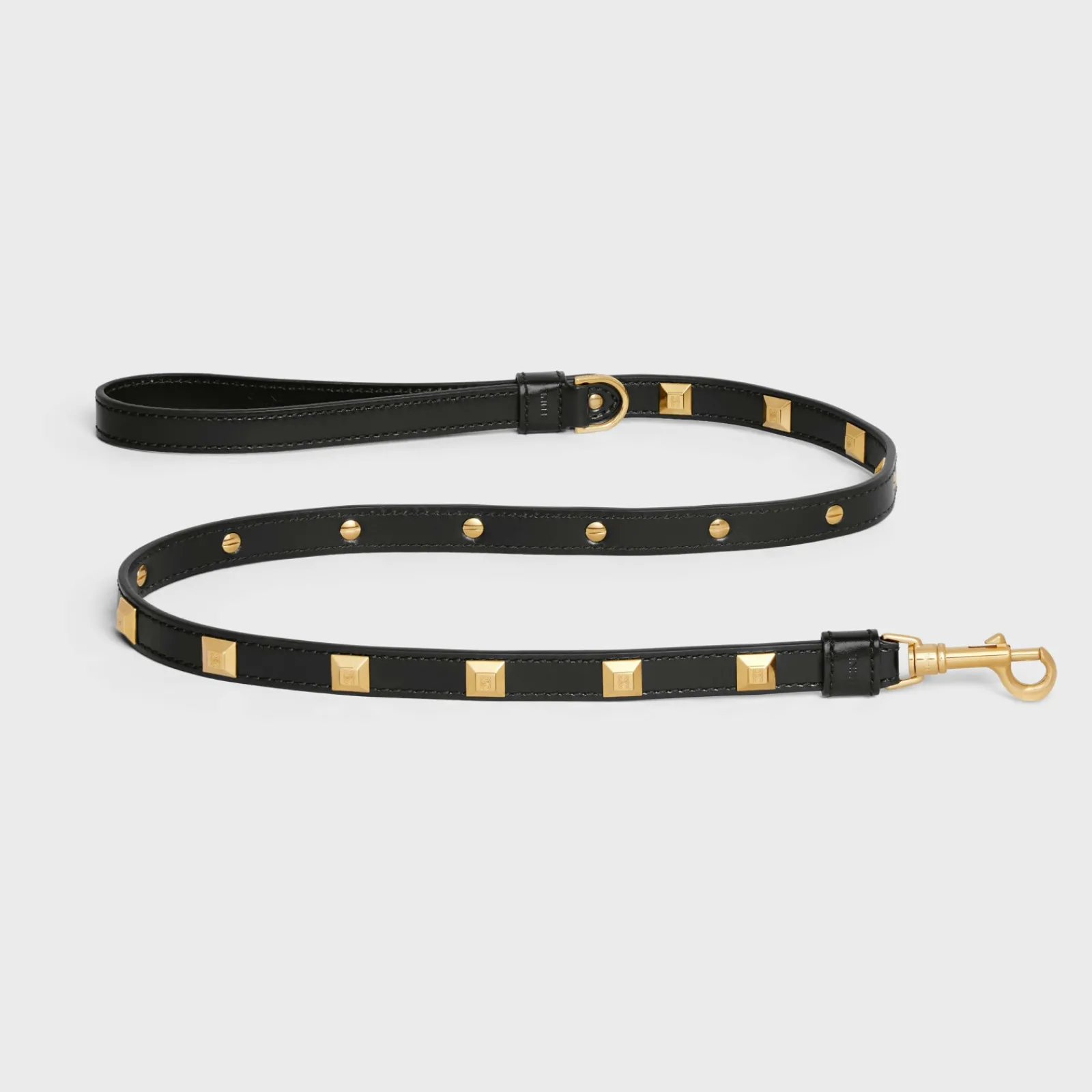 Discount Thin Dog Leash in smooth Calfskin with pyramid studs Dog Accessories