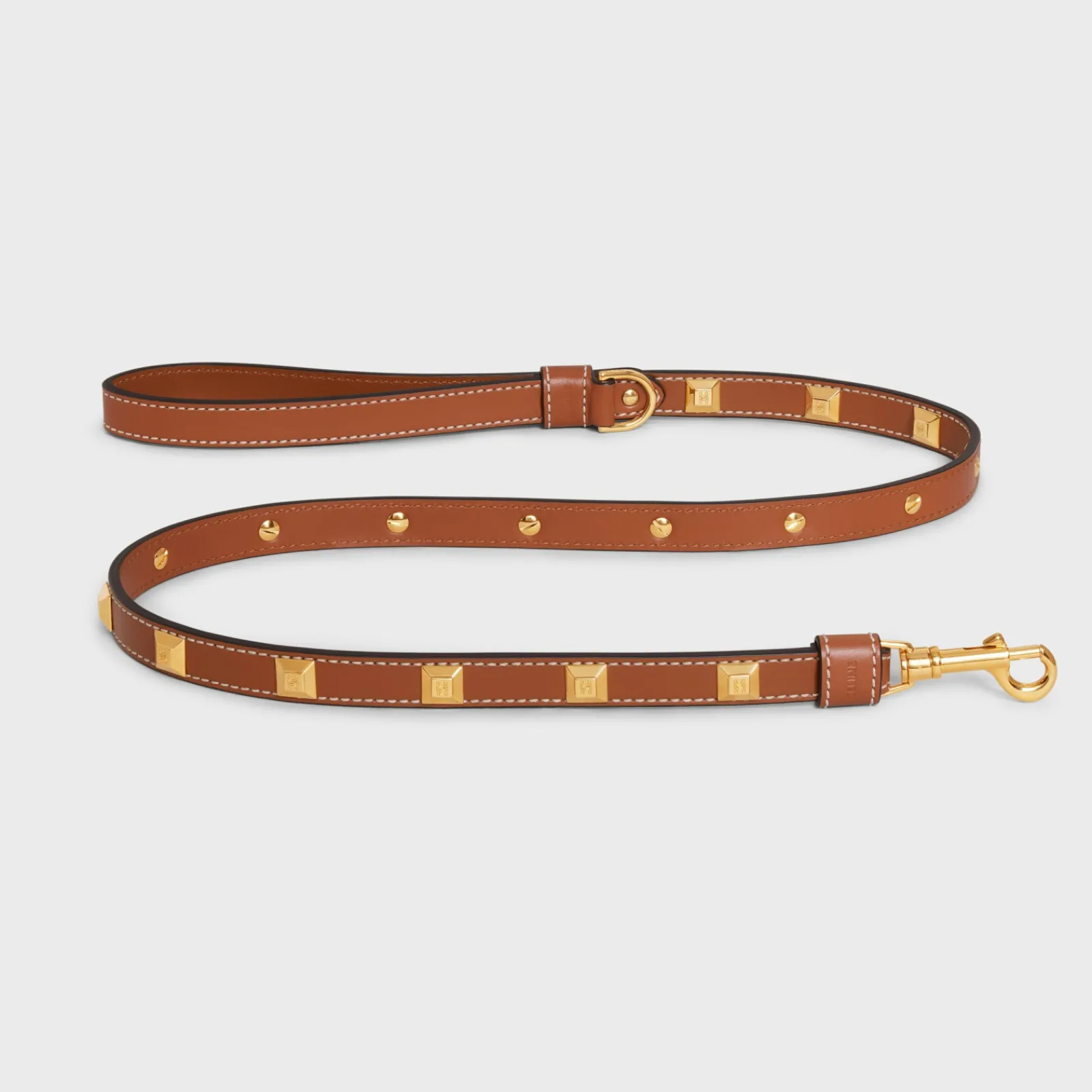 Hot THIN DOG LEASH IN SMOOTH CALFSKIN WITH PYRAMID STUDS Dog Accessories