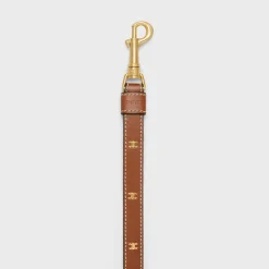 New Thin Dog Leash in Smooth Calfskin with Studs Triomphe Dog Accessories