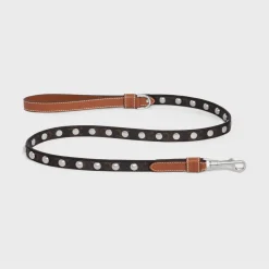 Outlet Thin Dog Leash in Triomphe Canvas and Calfskin with studs Dog Accessories