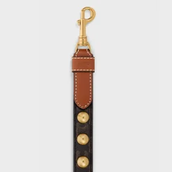 Fashion Thin Dog Leash in Triomphe Canvas and Calfskin with studs Dog Accessories