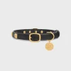 Outlet Thin Medium Dog Collar in smooth Calfskin with pyramid studs Dog Accessories
