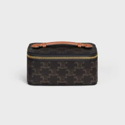 Discount Top Handle Small Toiletry Case in Triomphe Canvas and Calfskin Beauty Accessories | Travel