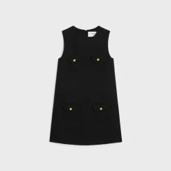 Outlet trapeze mini dress in double faced wool tricotine Women Dresses And Skirts