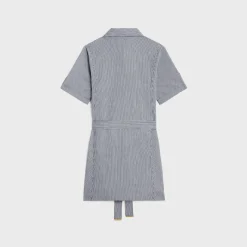 Fashion trapeze mini dress in striped cotton Women Dresses And Skirts