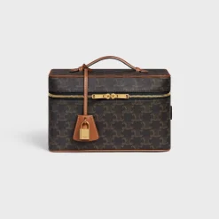 Fashion Travel Vanity Case in Triomphe Canvas and Calfskin Travel