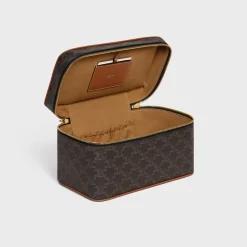 Fashion Travel Vanity Case in Triomphe Canvas and Calfskin Travel