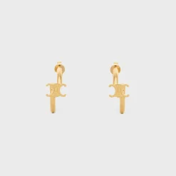 Online Triomphe Asymmetric Hoops in Brass with Finish Women Triomphe | Categories·Earrings