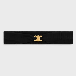 Fashion Triomphe Athletic Headband in Polyamide, Elastane and Brass with Gold Finish Women Hair Accessories