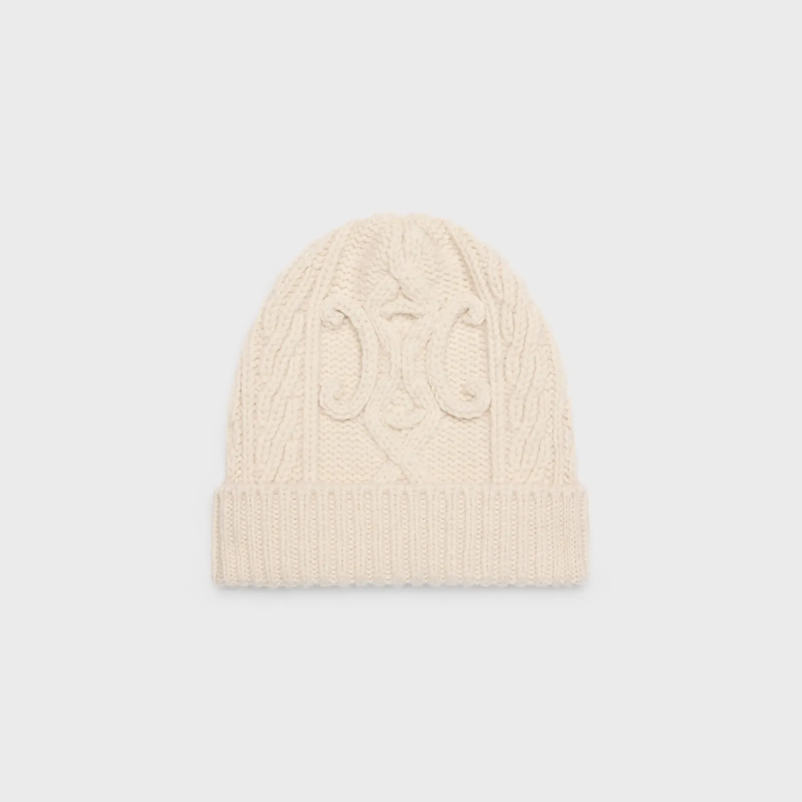 New triomphe beanie in aran cashmere and wool Women Beanies And Scarves