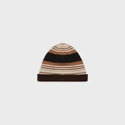New triomphe beanie in striped wool Women Beanies And Scarves