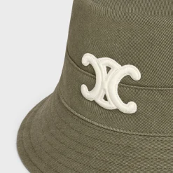 Online triomphe bucket hat in cotton gabardine Women Bucket Hats And Caps