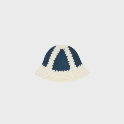 Discount triomphe bucket hat in crocheted wool and denim Women Beanies And Scarves