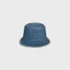 Hot triomphe bucket hat in dark union wash denim Women Bucket Hats And Caps