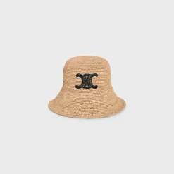 Clearance triomphe bucket hat in raffia Women Bucket Hats And Caps