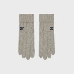 Clearance triomphe cable-knit gloves in cashmere Hats And Soft Accessories