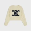 Outlet triomphe crew neck sweater in aran wool Women Knitwear
