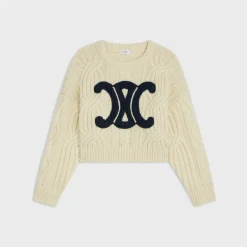 Outlet triomphe crew neck sweater in aran wool Women Knitwear