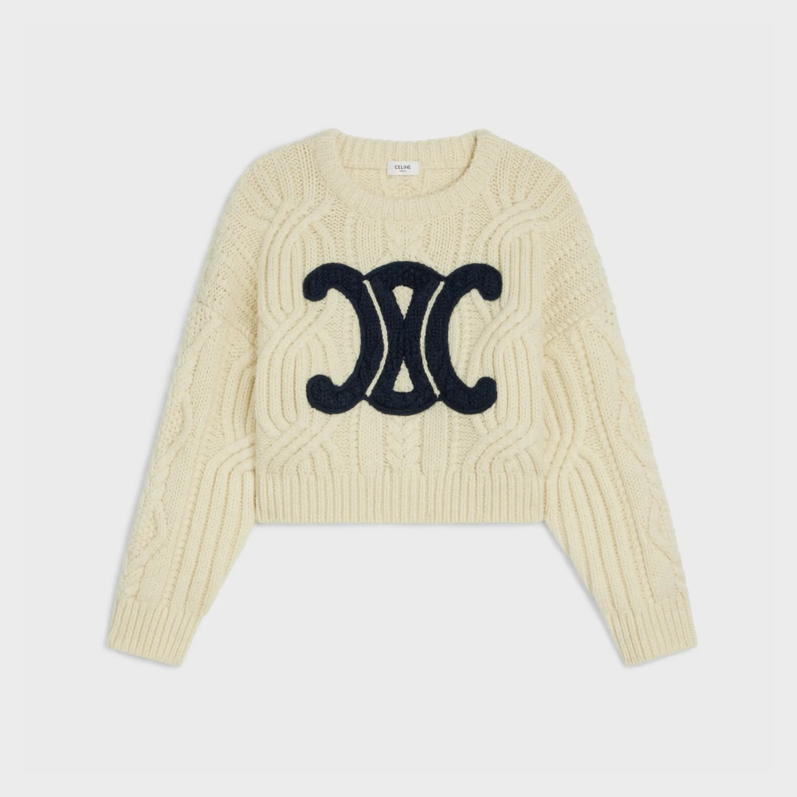 Outlet triomphe crew neck sweater in aran wool Women Knitwear
