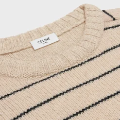 Hot triomphe crew neck sweater in striped wool Knitwear