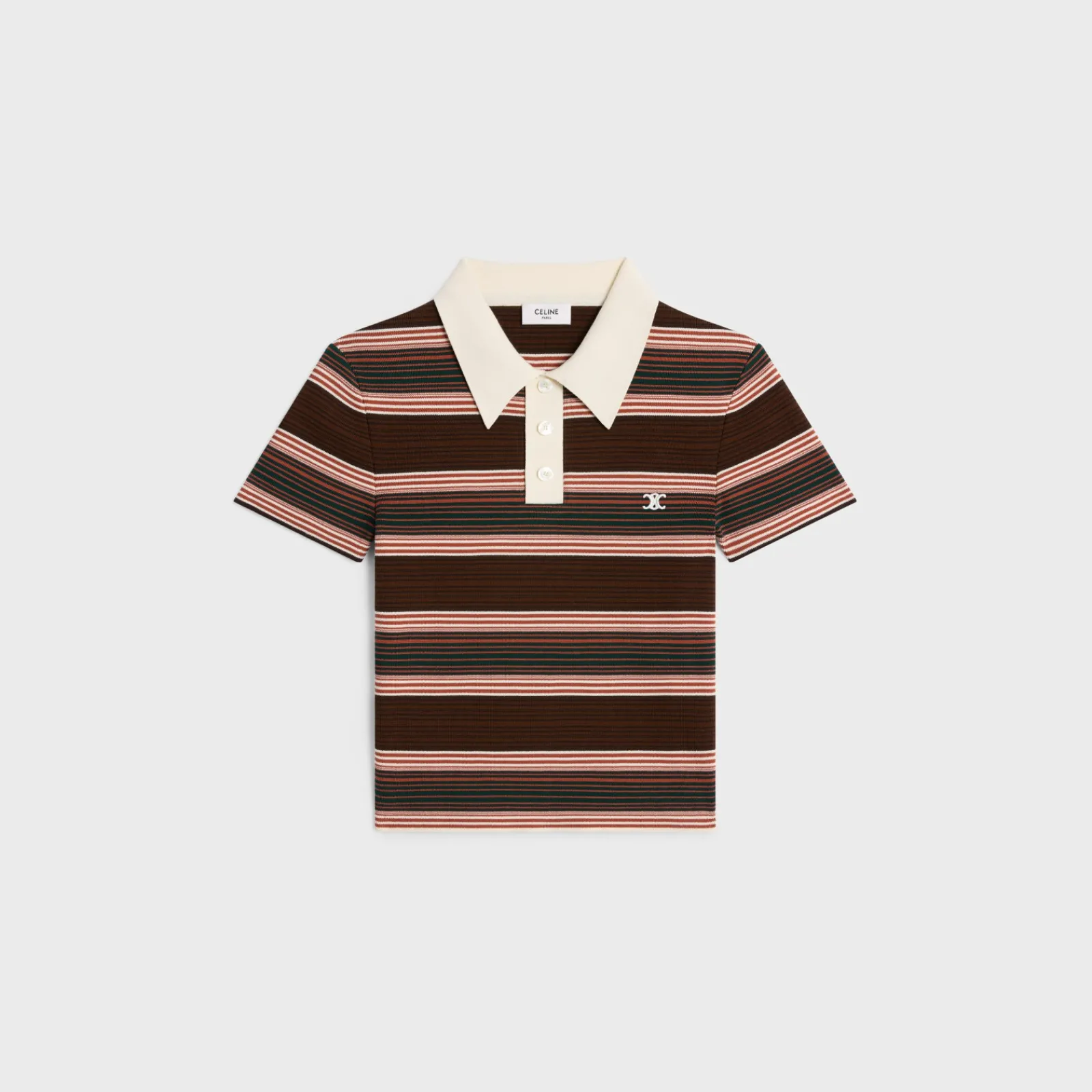 Fashion triomphe cropped polo shirt in striped cotton Women T-Shirts And Sweatshirts