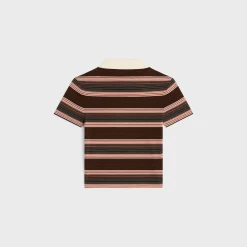 Fashion triomphe cropped polo shirt in striped cotton Women T-Shirts And Sweatshirts