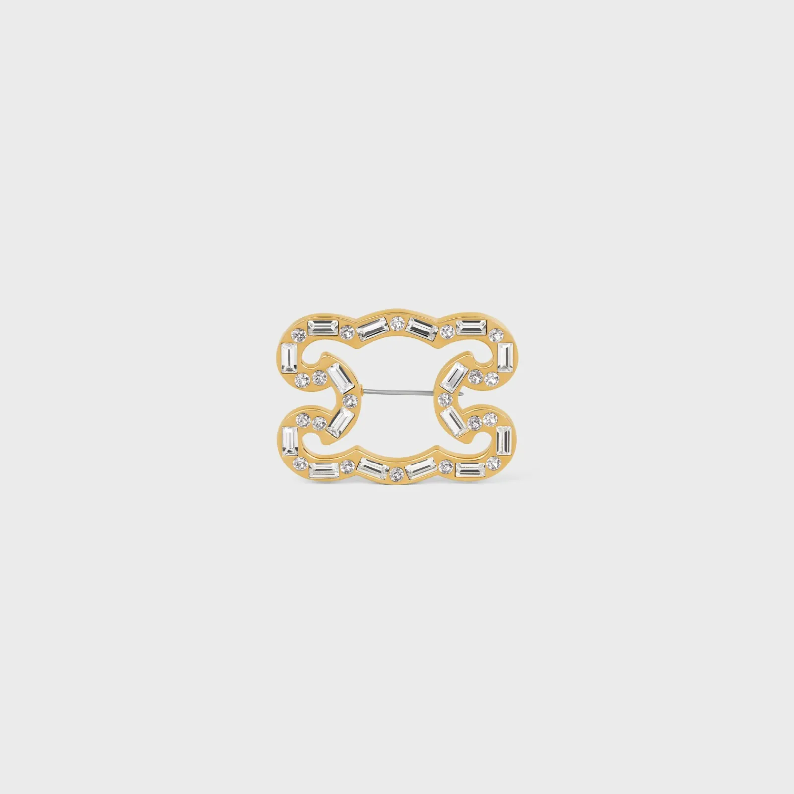 Discount Triomphe Frame Sparkle Brooch in Strass, Brass with Finish and Steel Women Other Accessories | Triomphe