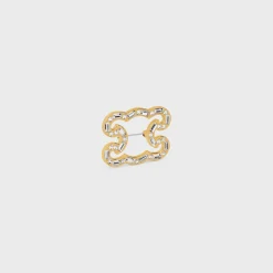 Discount Triomphe Frame Sparkle Brooch in Strass, Brass with Finish and Steel Women Other Accessories | Triomphe