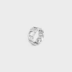 Online Triomphe Gourmette Ring in Brass with Rhodium Finish Bracelets & Rings