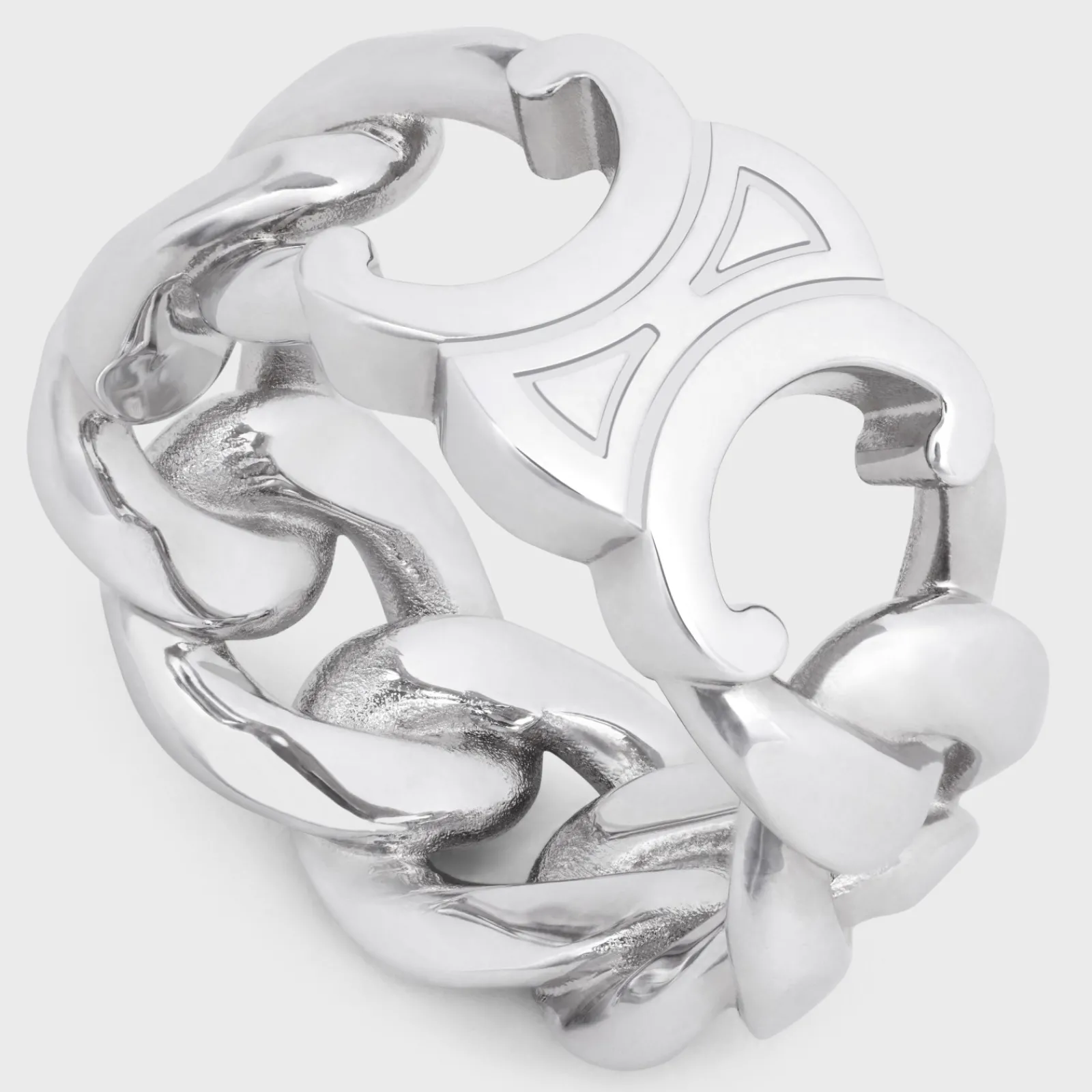 Online Triomphe Gourmette Ring in Brass with Rhodium Finish Bracelets & Rings