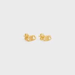 Fashion Triomphe Gourmette Studs in Brass with Finish Women Triomphe | Categories·Earrings