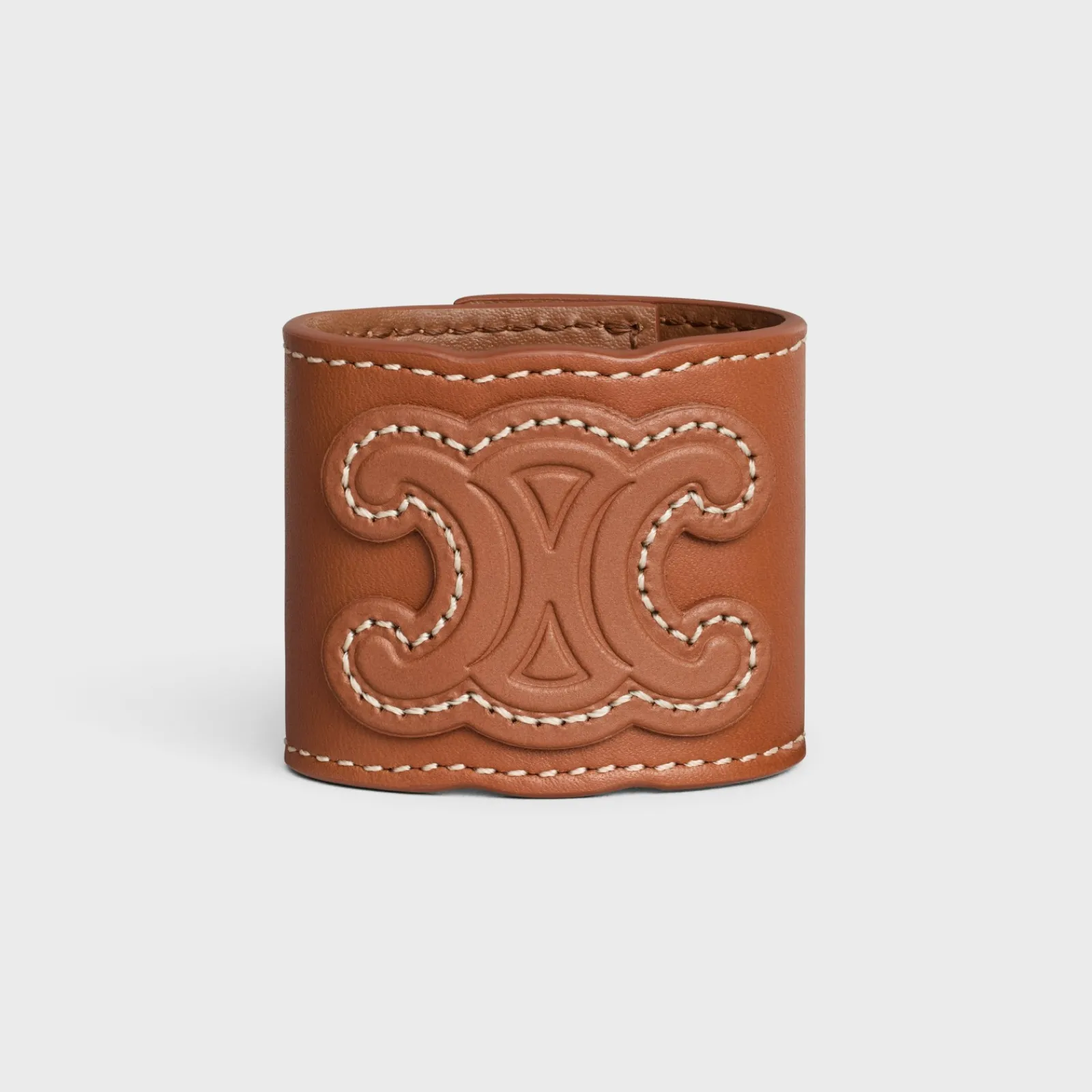 New Triomphe Hair Cuff in Calfskin and Brass with Gold Finish Women Hair Accessories