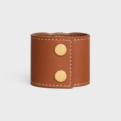 New Triomphe Hair Cuff in Calfskin and Brass with Gold Finish Women Hair Accessories