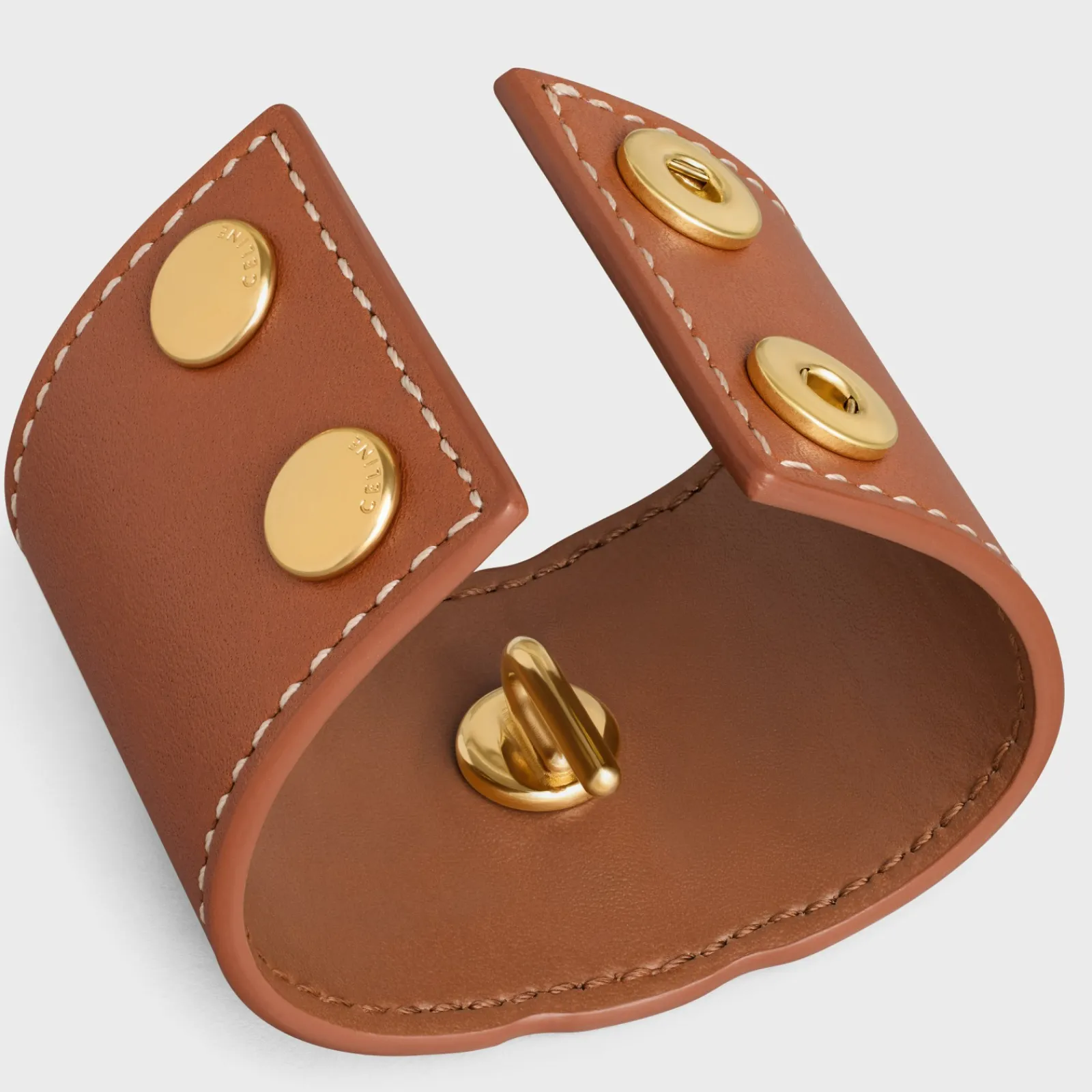 New Triomphe Hair Cuff in Calfskin and Brass with Gold Finish Women Hair Accessories
