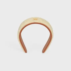 Discount Triomphe Headband in Shearling, Calfskin and Brass with Gold Finish Women Hair Accessories