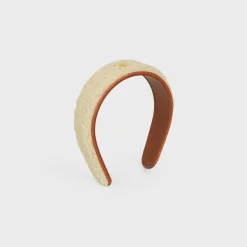 Discount Triomphe Headband in Shearling, Calfskin and Brass with Gold Finish Women Hair Accessories