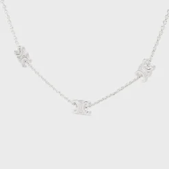 Discount Triomphe Mini Triomphe Necklace in Brass with Rhodium Finish Women Triomphe | Categories·Necklaces