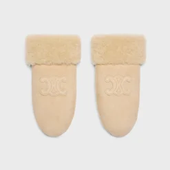 Best triomphe mittens in shearling Women Hats And Gloves
