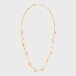 Fashion Triomphe Pearl Double Necklace in Brass with Gold Finish and Resin Pearls Women Triomphe | Categories·Necklaces