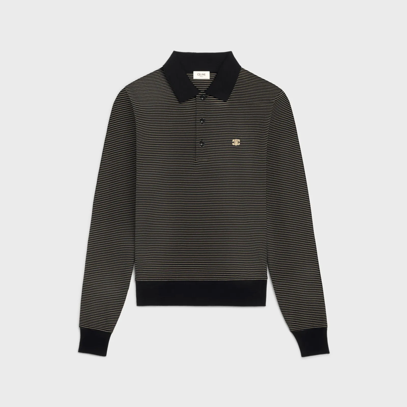 Fashion triomphe polo shirt in finely striped cotton jersey T-Shirts And Sweatshirts