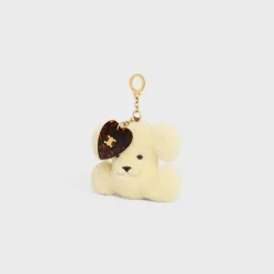 Discount TRIOMPHE pom-pom keyring with heart in SHEARLING AND ACETATE with GOLD FINISHING Women Categories·Straps And Accessories