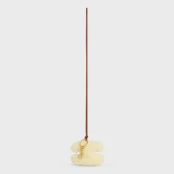 Clearance TRIOMPHE pom-pom keyring in SHEARLING AND SMOOTH CALFSKIN with Gold Finishing Women Categories·Straps And Accessories