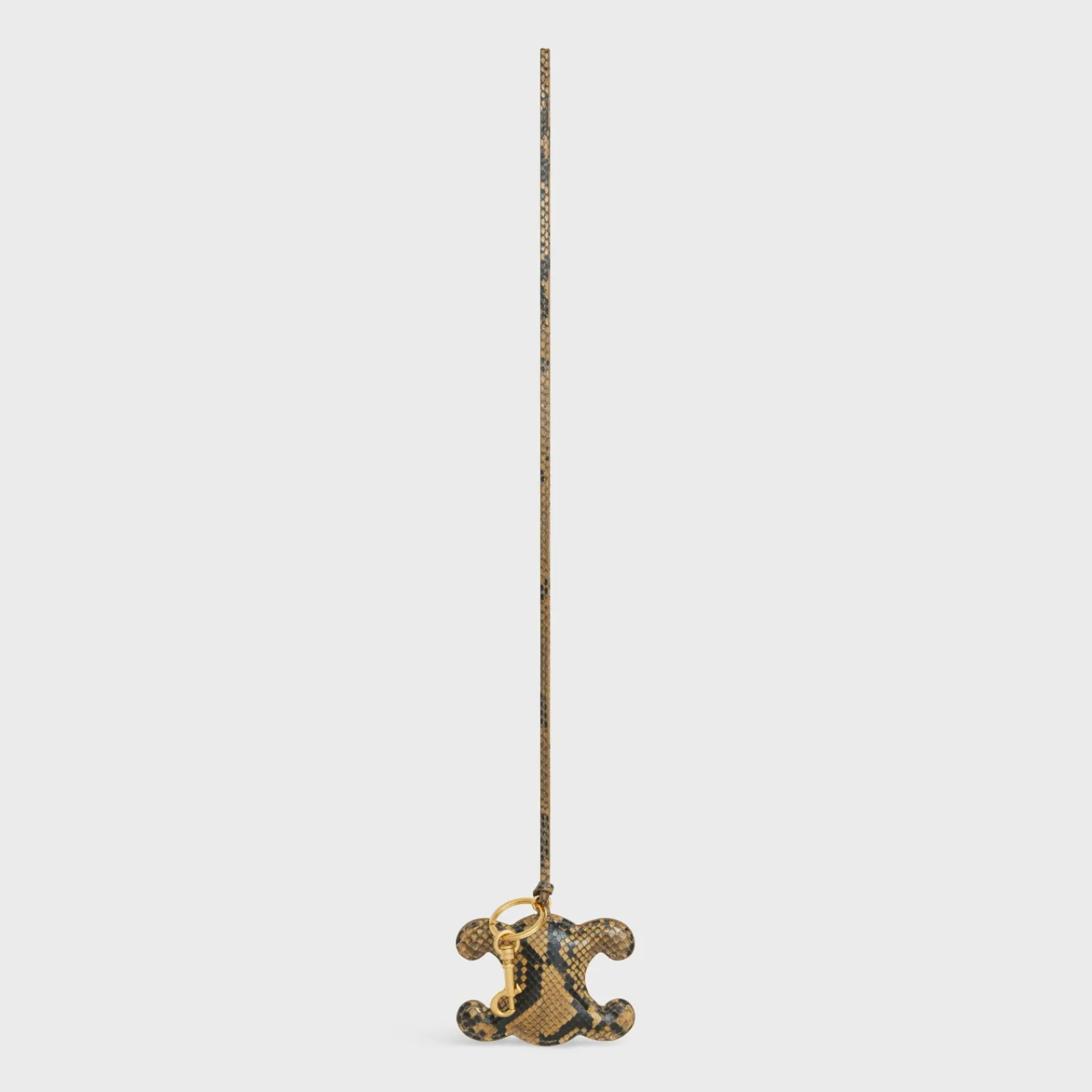 Outlet TRIOMPHE pom-pom keyring in PYTHON with Gold Finishing Women Categories·Straps And Accessories