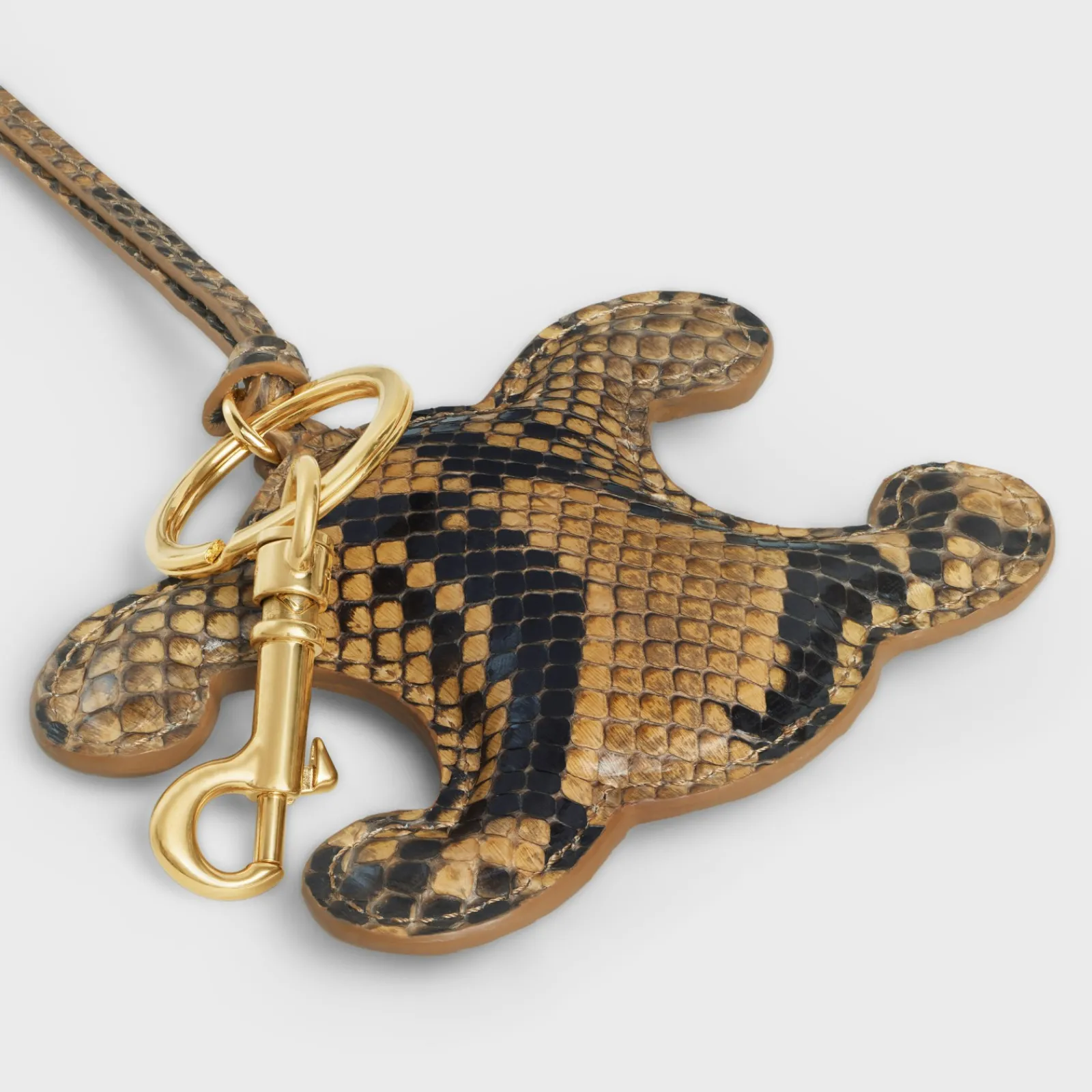 Outlet TRIOMPHE pom-pom keyring in PYTHON with Gold Finishing Women Categories·Straps And Accessories