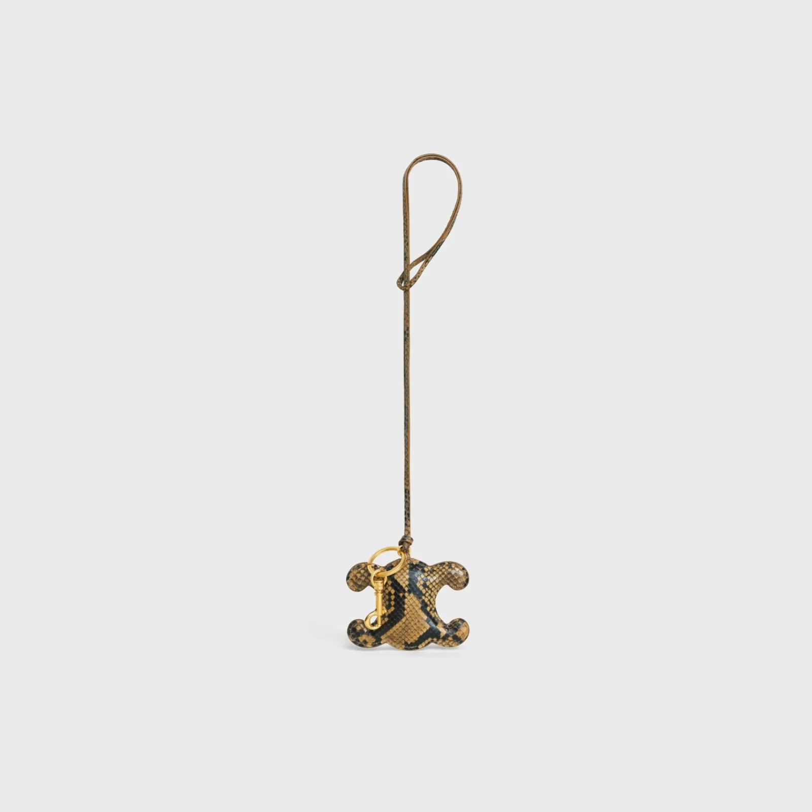 Outlet TRIOMPHE pom-pom keyring in PYTHON with Gold Finishing Women Categories·Straps And Accessories